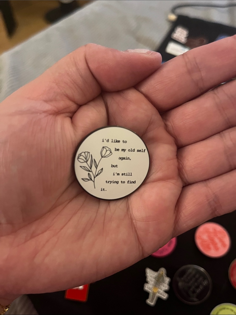 Taylor Swift Inspirational Floral Quote Enamel Pin - White